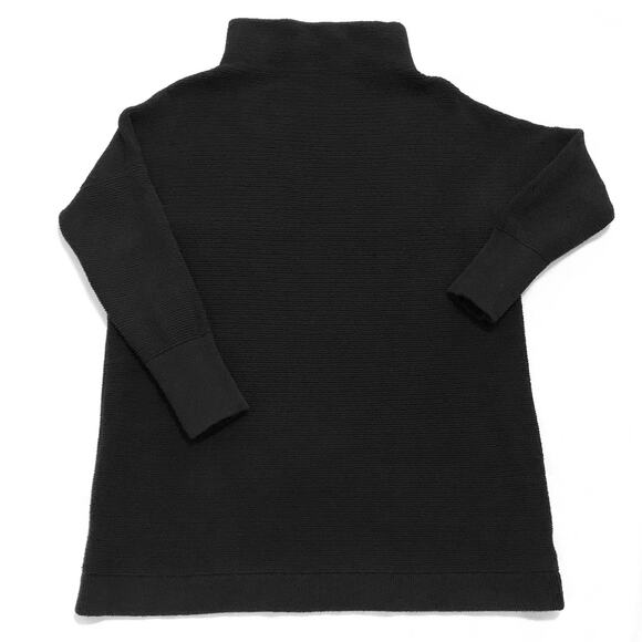 Free People Womens Ottoman Slouchy Tunic Sweater Medium Mock Neck Black Ribbed - Picture 4 of 16